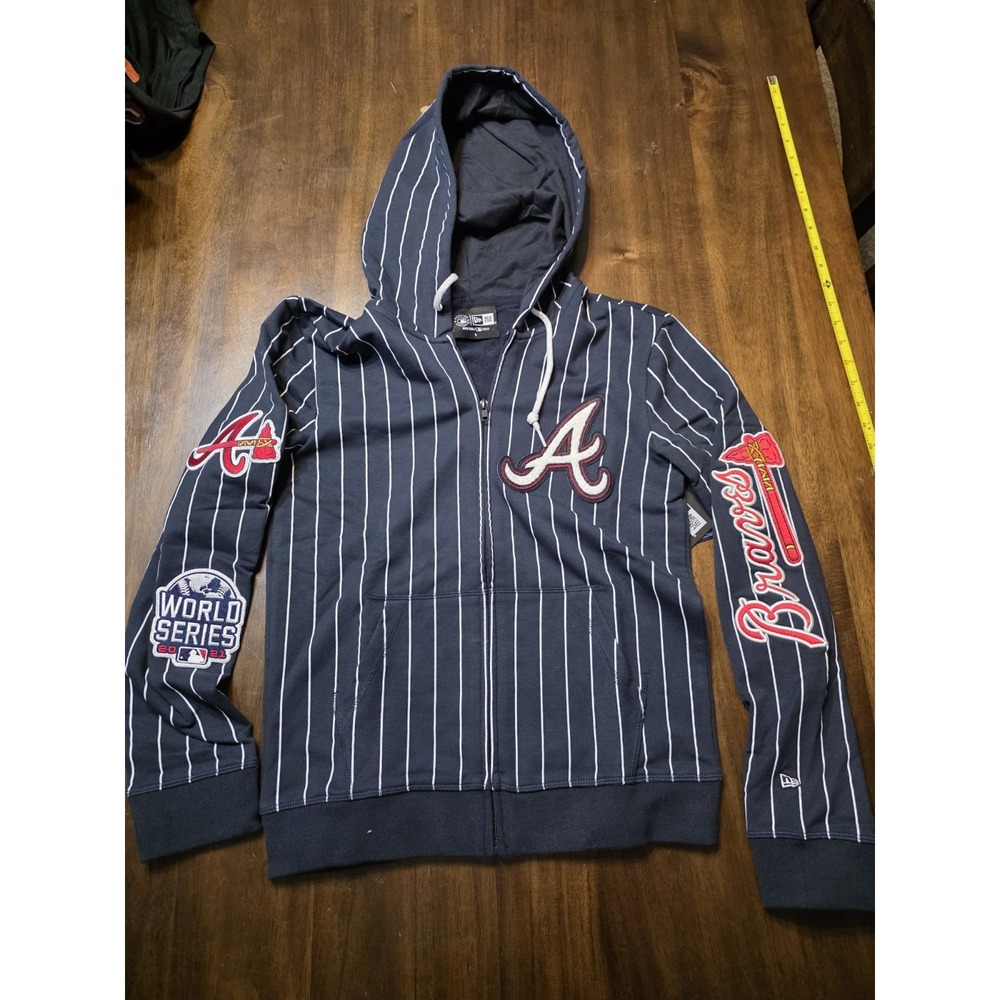 New Era Atlanta Braves 2021 World Series Pinstripe Full Zip Hoodie S NWT